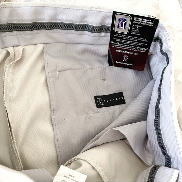 PGA Tour men Ultimate flat front golf pants light beige size 34x32 NWT - Picture 7 of 10